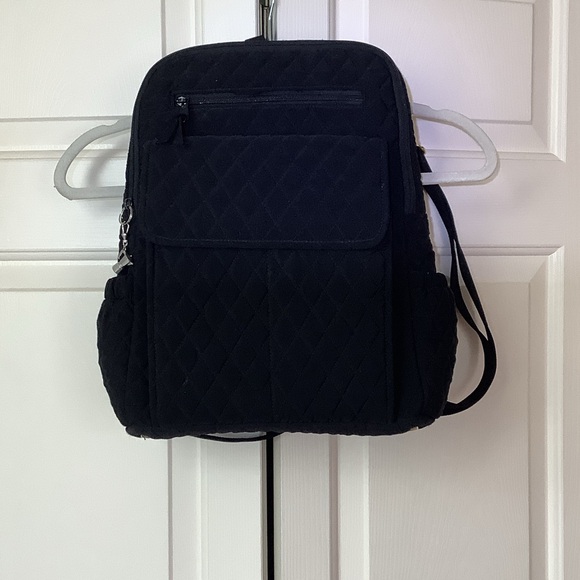 Vera Bradley Black Quilted Backpack with Moka Pot Charm. - Picture 5 of 9